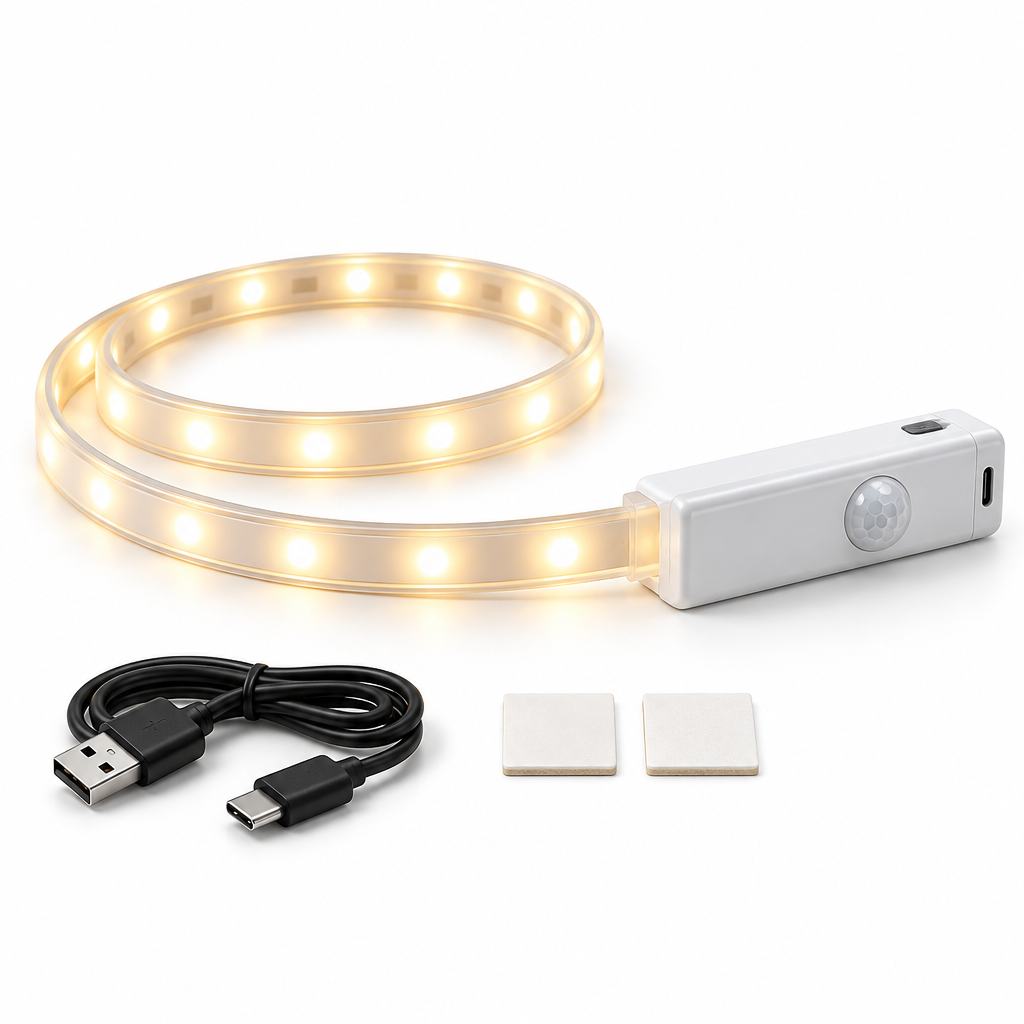 Qtdravce™ ShelfSense Rechargeable Motion Sensor LED Light Strip – Wireless Closet, Cabinet & Storage Lighting