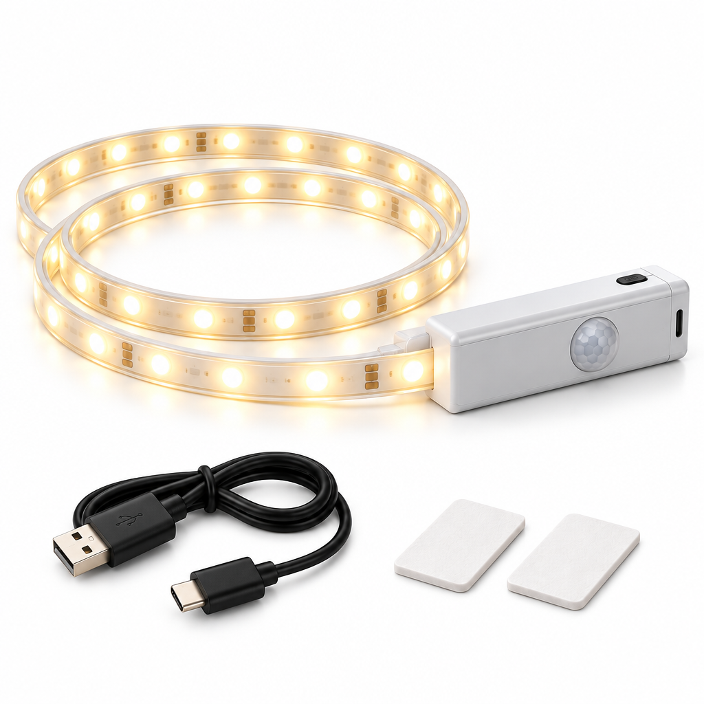 Qtdravce™ ShelfSense Rechargeable Motion Sensor LED Light Strip – Wireless Closet, Cabinet & Storage Lighting