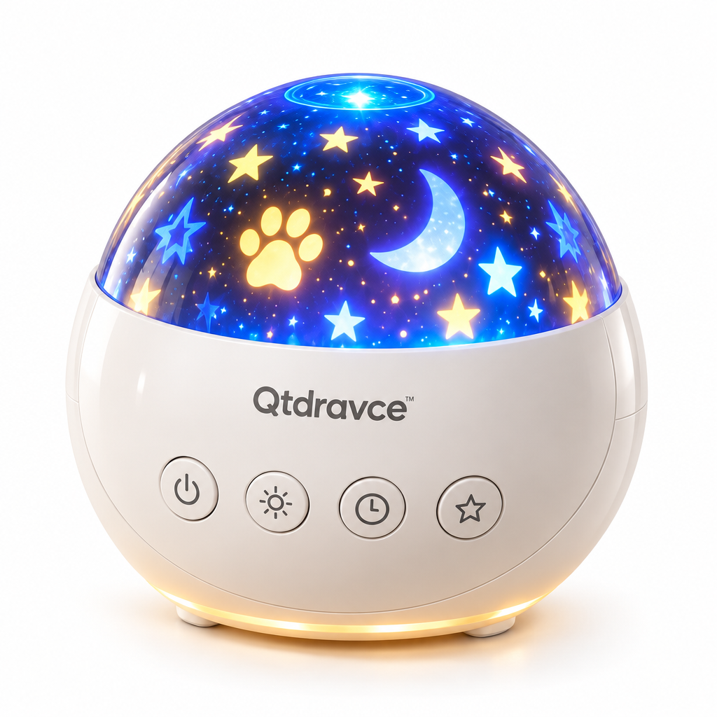 Qtdravce™ DreamOrbit Mini Ambient Projector Night Light – Sleep Timer Star & Aurora Mood Lamp with Adjustable Brightness