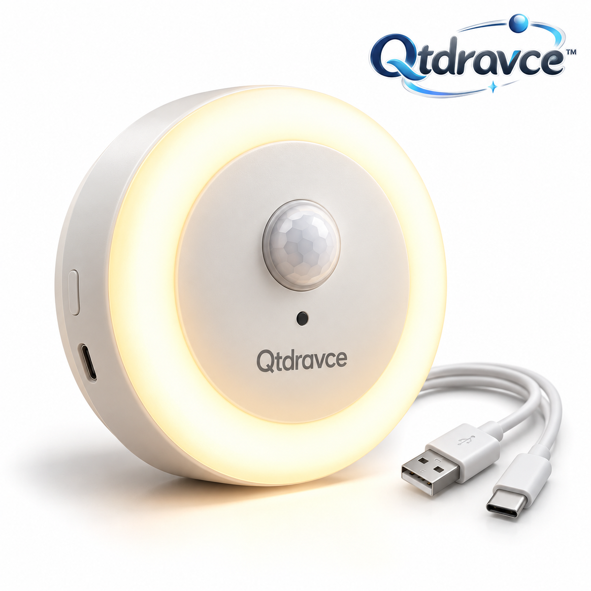 Qtdravce™ HaloSense USB Rechargeable Motion Sensor Night Light – Wireless LED Night Lamp for Bedroom, Hallway, Stairs & Closet