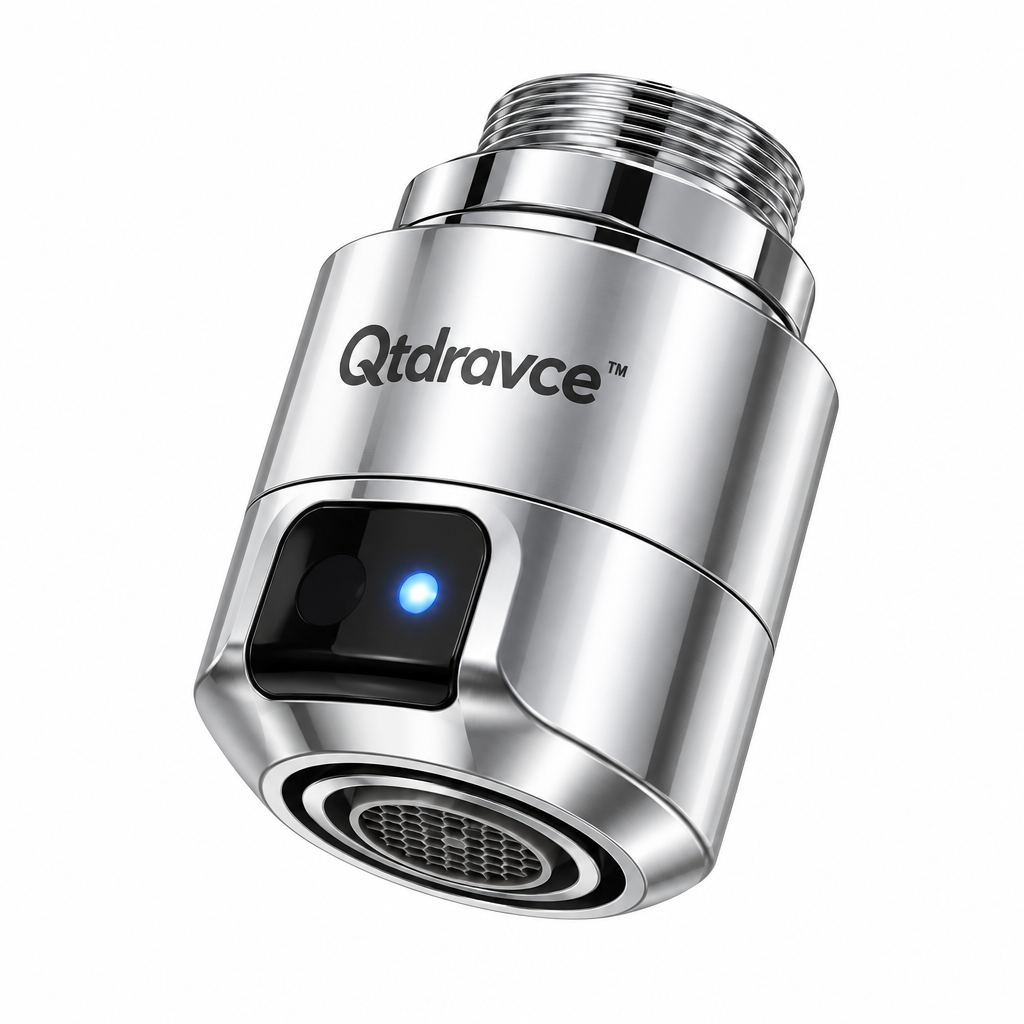 Qtdravce™ FlowSense Touchless Faucet Sensor Adapter – Automatic Motion Activated Hands-Free Sink Attachment