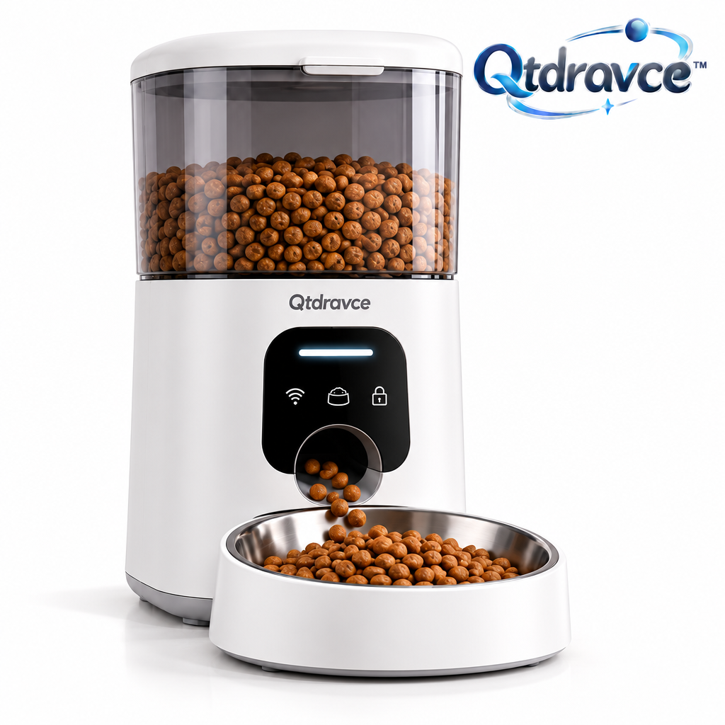 Qtdravce™ FeedPilot Automatic Pet Feeder – Programmable Timed Dry Food Dispenser with Portion Control & Voice Meal Call